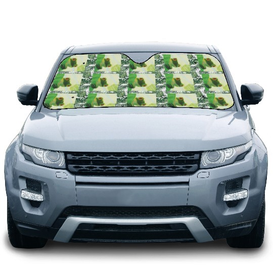 Cute Green Frog Peeping out From Behind Lily Pad Car Sun Shades