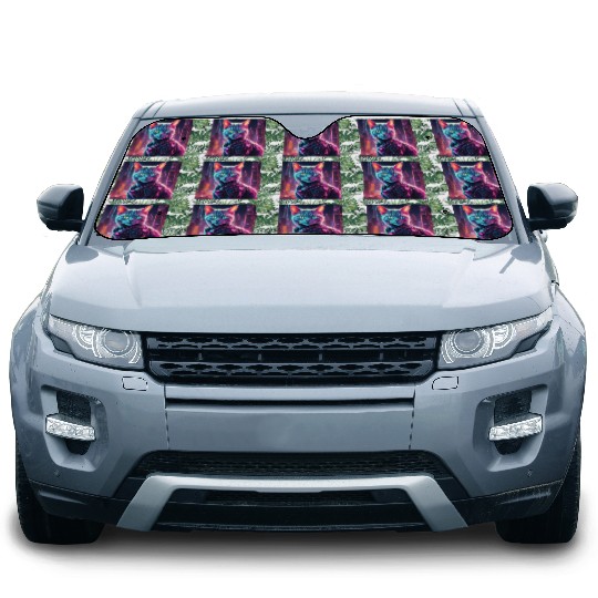 Cyberpunk Neon Cat Car Sun Shades