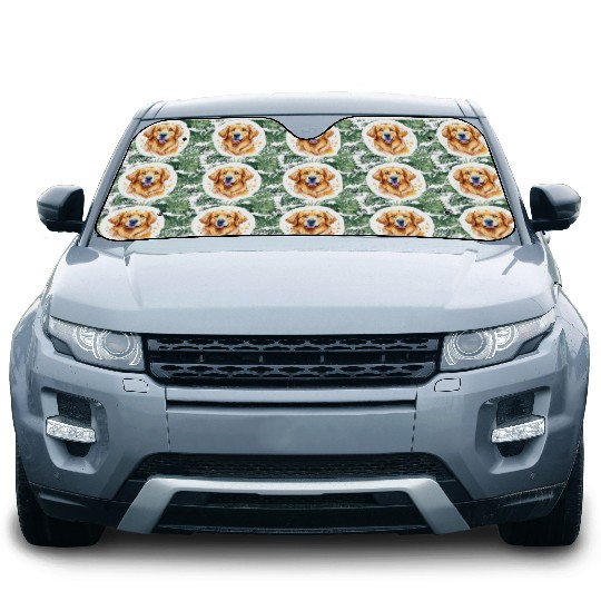 Golden Retriever Watercolor Car Sun Shades