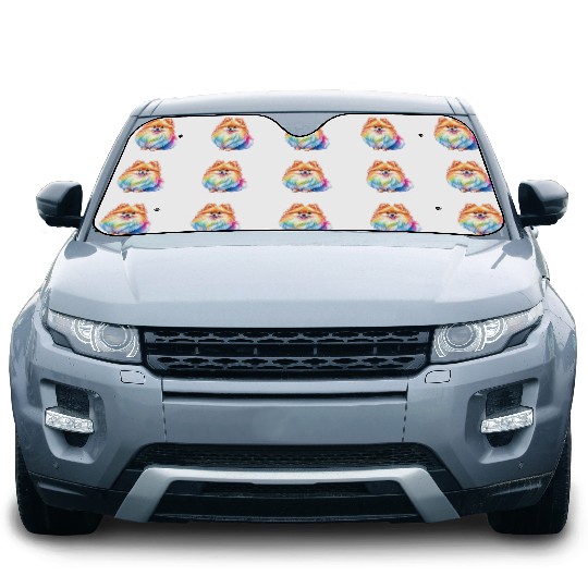 Pomeranian Watercolor Car Sun Shades