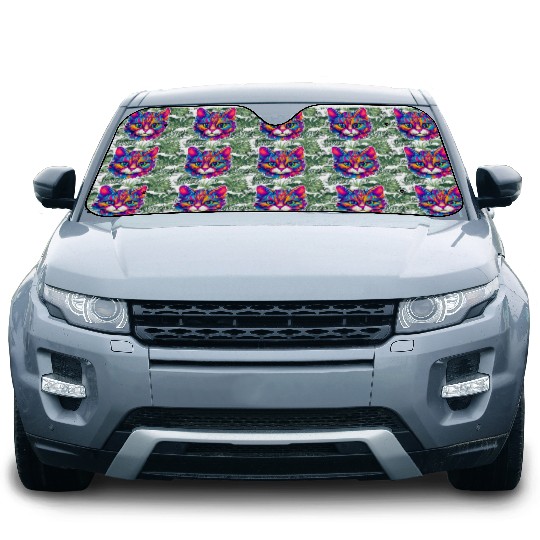 Psychedelic Cat - Groovy Neon Feline Car Sun Shades
