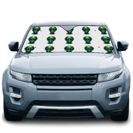 Green Alien Car Sun Shades