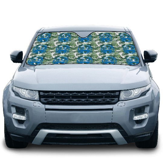 Blue Joyful Face Car Sun Shades