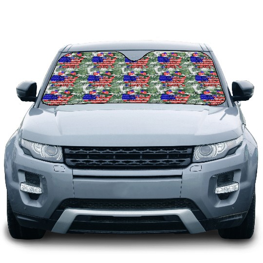 god save america flags stars Car Sun Shades