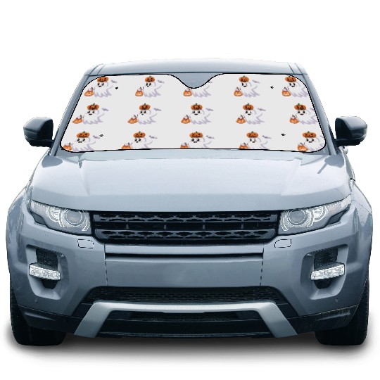 Cute Halloween Ghost with Pumpkin and Bat Car Sun Shades