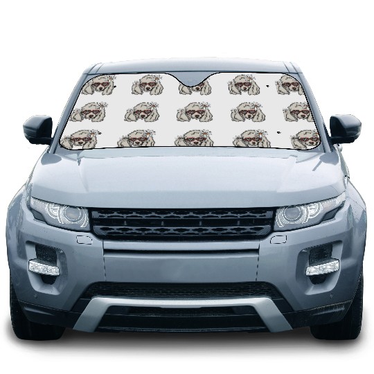 Poodle White Retro Dog Car Sun Shades