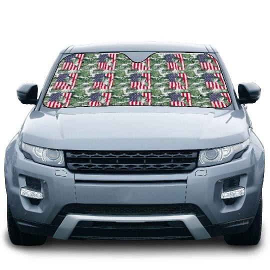 Cute idea American flag hokey lover Car Sun Shades