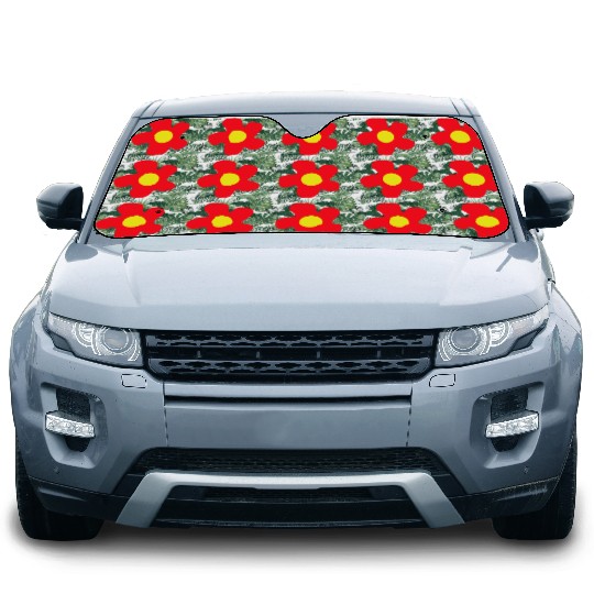 Red Beautiful Flower Spring Summer Nature Flowers Car Sun Shades