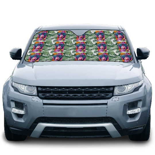 Digital Art Monkey With Lollipop Graffiti Elements Car Sun Shades