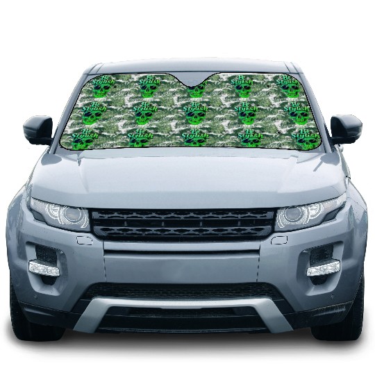 Be Stylish Vibrant Green Skull with Sunglasses Car Sun Shades