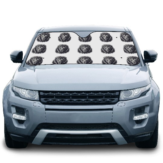Royal Lion Face with Crown Black and Grey Car Sun Shades