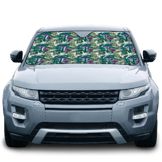 Psychedelic Neon Fungi Glow Car Sun Shades