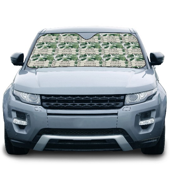Eat Sleep Work Repeat - Funny Daily Routine Meme Car Sun Shades