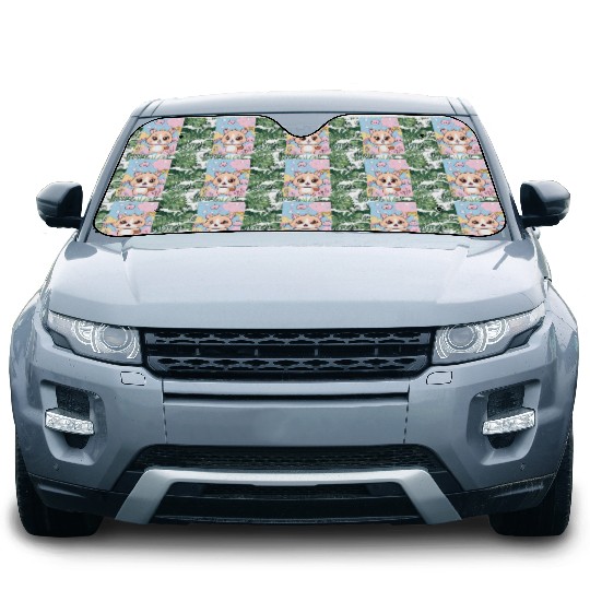 Kawaii Corgi in Rainbow Cloudland Car Sun Shades