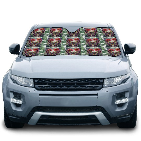 Butterfly stained glass design vibrant poppy Car Sun Shades