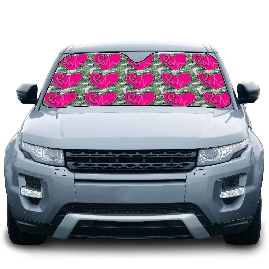 Breast Cancer Awareness Heart Design Car Sun Shades