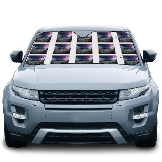 Alien Planet: Fantasy Mountain Cityscape Car Sun Shades