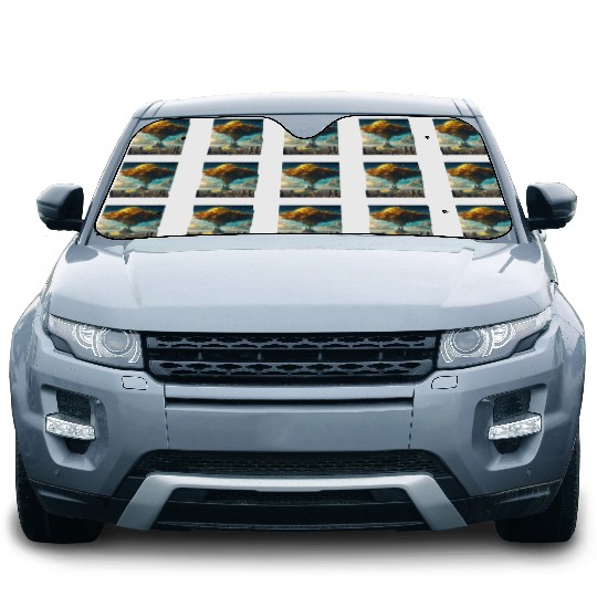 Sci-Fi Alien City: Floating Planet Twilight Scene Car Sun Shades