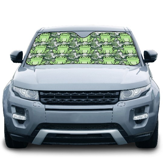 Lime Green Cartoon Frog Design Car Sun Shades