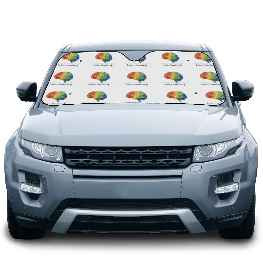 Embrace Neurodiversity - Line Art Rainbow Brain Car Sun Shades