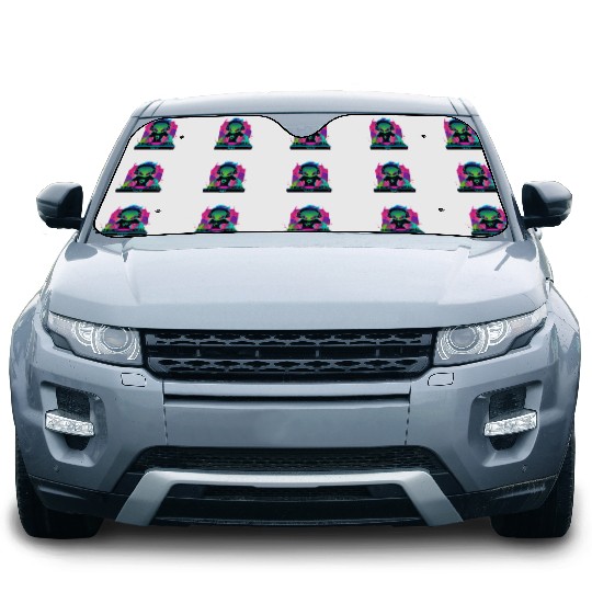 A cute chibi-style alien dark DJ Car Sun Shades