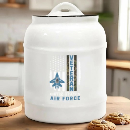 Us Air Force Veteran Camo Ceramic Cookie Jars