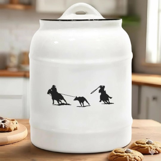 Cowboy riding horse Ceramic Cookie Jars