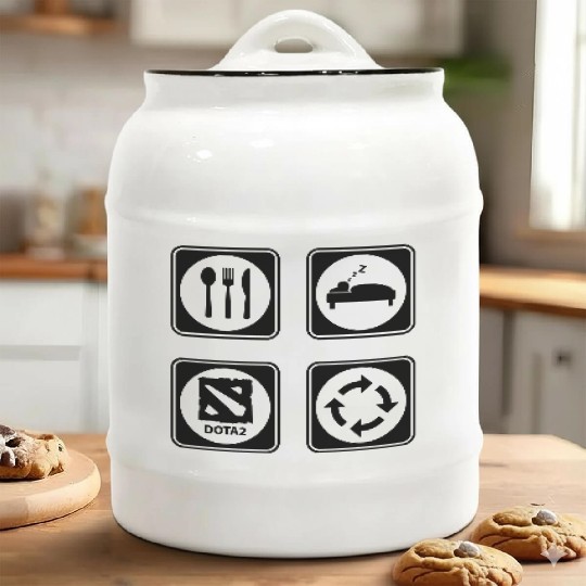 Eat Sleep DOTA2 Repeat Ceramic Cookie Jars