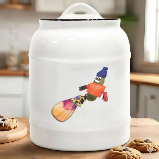 Snowboard Pickle Ceramic Cookie Jars