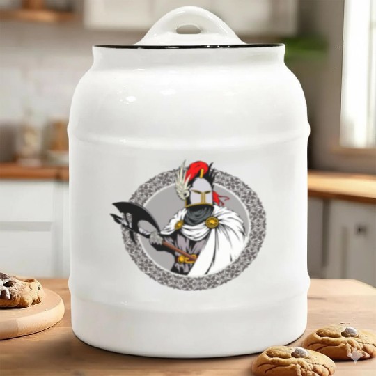 ancient warrior Sparta ax helmet raincoat pattern Ceramic Cookie Jars