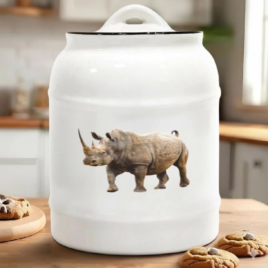 rhinoceros hippo nashorn1 Ceramic Cookie Jars