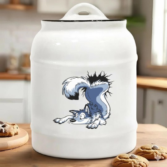 UN-STUCK Blue Husky Ceramic Cookie Jars