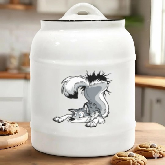 UN-STUCK Grey Husky Ceramic Cookie Jars
