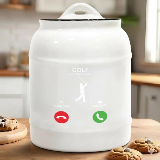 Call Mobile Anruf golf sports golfer caddi Ceramic Cookie Jars