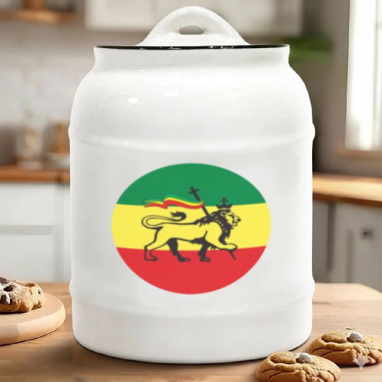 Lion of Judah - Flag of Ethiopia Rastafari Reggae Ceramic Cookie Jars