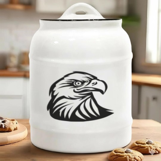 Eagle head tattoo style Ceramic Cookie Jars