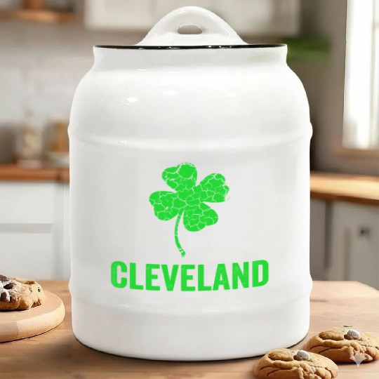 Cleveland Irish, St Patricks Day, Four Leaf Clover Ceramic Cookie Jars