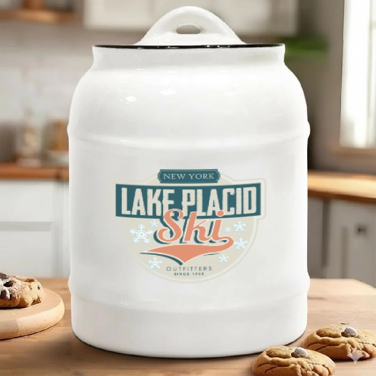 Skiing Ski Ski holidays Skier Lake Placid Outfitte Ceramic Cookie Jars