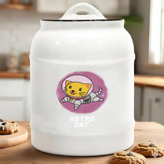 Astro Cat Ceramic Cookie Jars