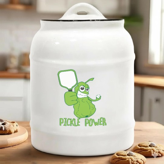 Pickleball Funny Pickle Power Ceramic Cookie Jars