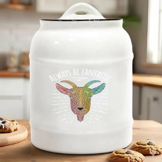 Cool LGBT Goat Amazing Rainbow Positive Saying Ceramic Cookie Jars
