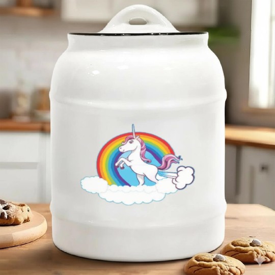 Rainbow Unicorn Love Ceramic Cookie Jars