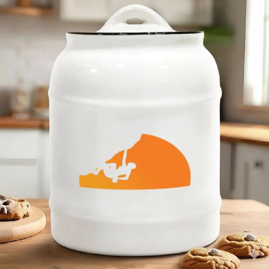 Climbing Sun - Climbing, Bouldering, Mountains, Gi Ceramic Cookie Jars