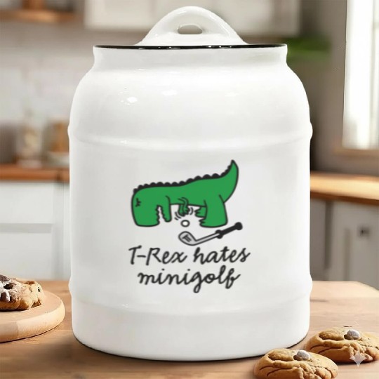 T-Rex hates minigolf miniature golf dinosaur Ceramic Cookie Jars