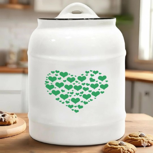 Green Heart St Patricks Day Ceramic Cookie Jars