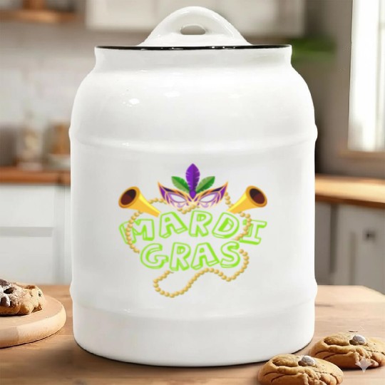 Mardi Gras Beads Ceramic Cookie Jars - Mardi Gras Fat Tuesday