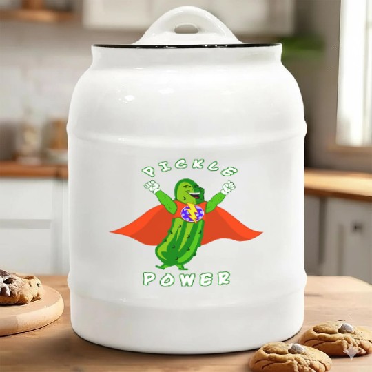 Pickleball Pickle Power Superhero Ceramic Cookie Jars