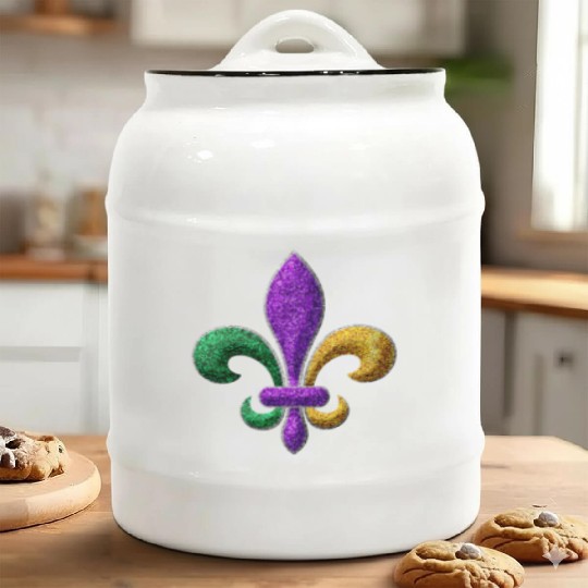 Mardi Gras New Orleans SaintsFleur De Lis Bling Ceramic Cookie Jars