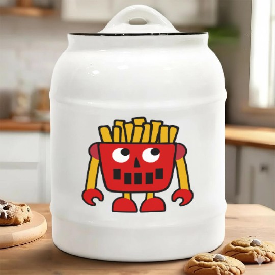 Burger Pizza French Fries Donut Robot Ceramic Cookie Jars