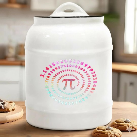 Pi Spiral Novelty Ceramic Cookie Jars for Pi Day